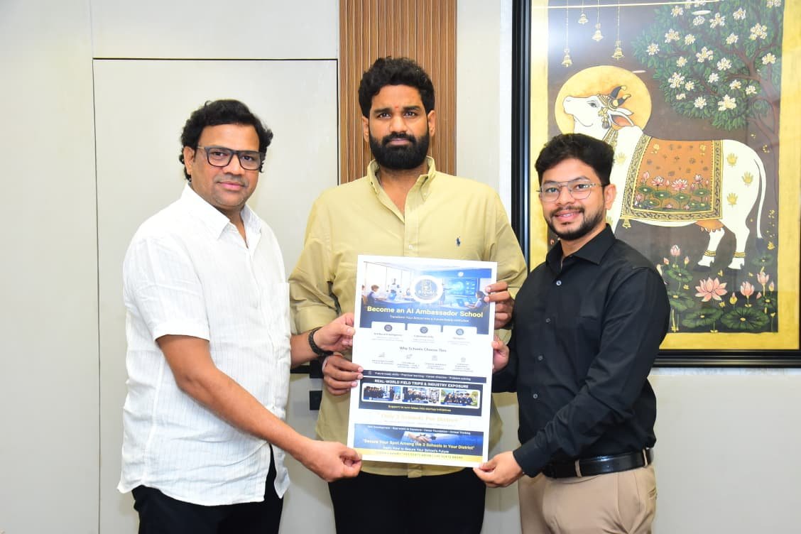 BrovAI representatives presenting an AI Ambassador School poster